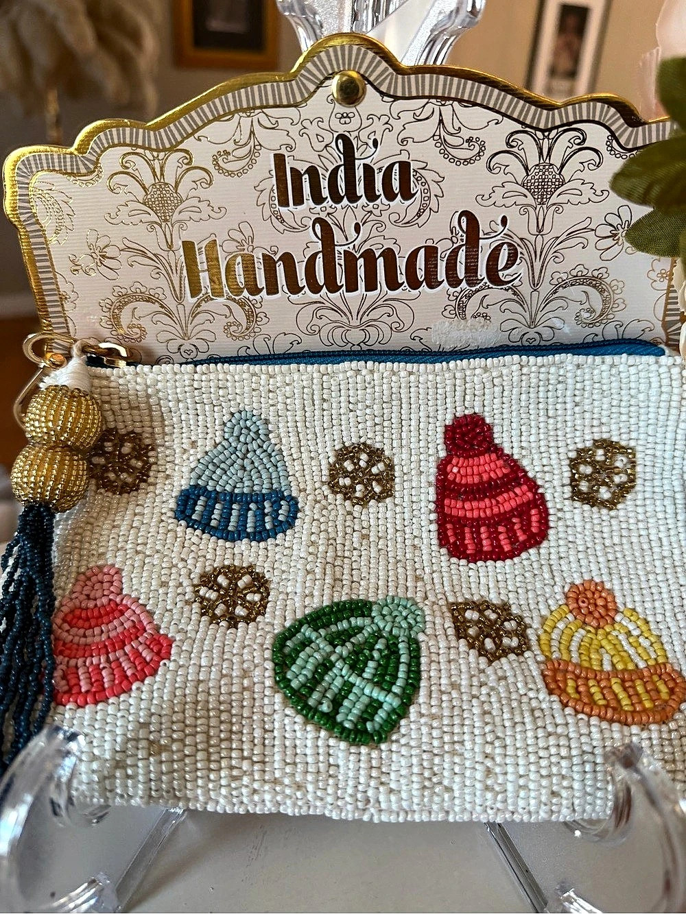 NWT Beaded Clutch with Toque Design